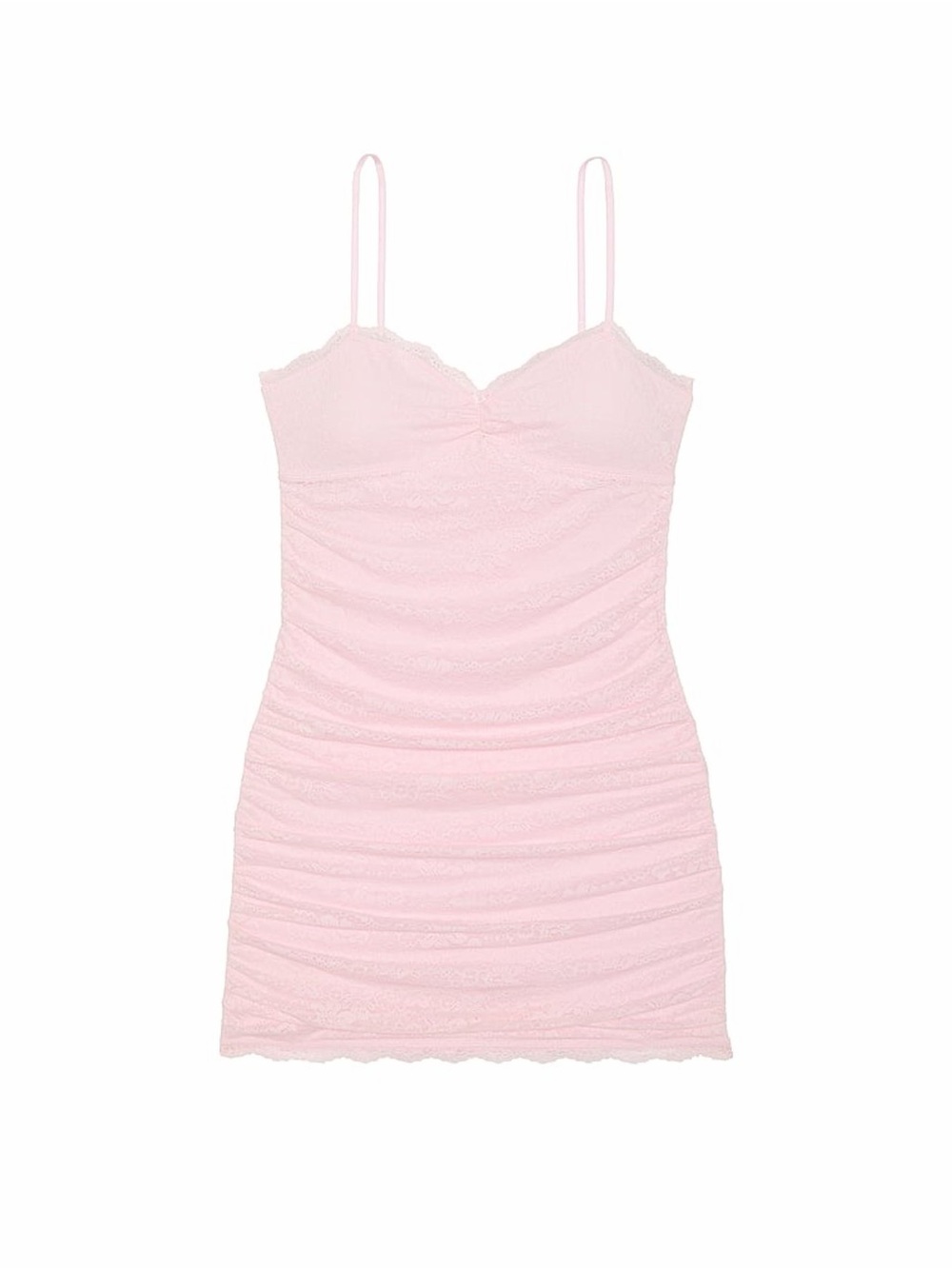 New! LoveShackFancy Pink Tulip Lace Ruched Mini Dress Medium 57330